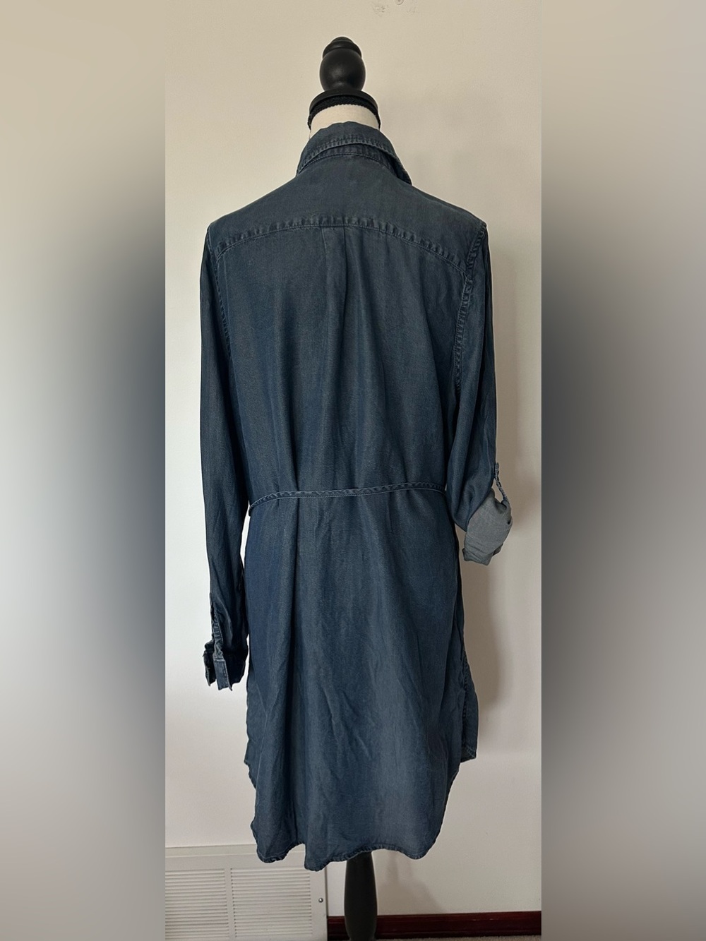 Parasuco Denim Shirt Dress XL Blue Button Front Costal Western Chic Tunic Dress - Picture 7 of 12